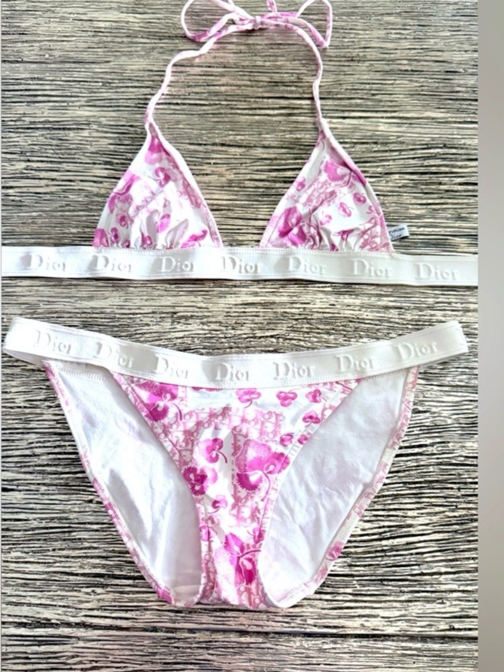Dior Pink Cherry Blossom Elastic Bikini Set AUTHENTIC VINTAGE LIKE NEW, NO TAG